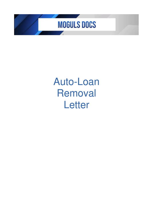 Auto-Loan Removal Letter