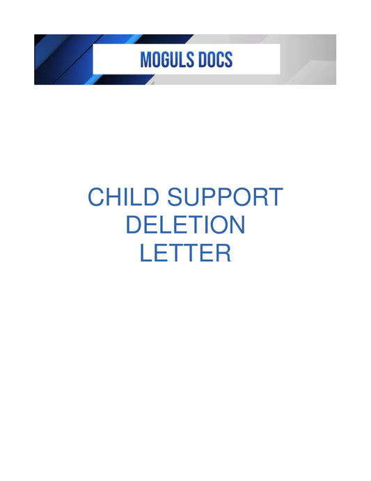 Child Support Deletion Letter