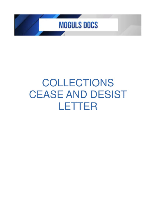 Collections cease and desist Letter